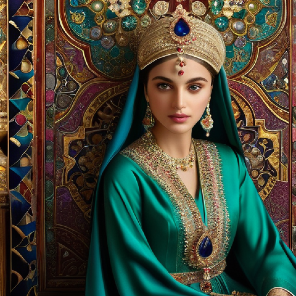 튀르키예 전통 의상 및 현대 패션 - **Prompt 1: Ottoman Imperial Grandeur**
A regal Ottoman noblewoman, exuding elegance and power, ...