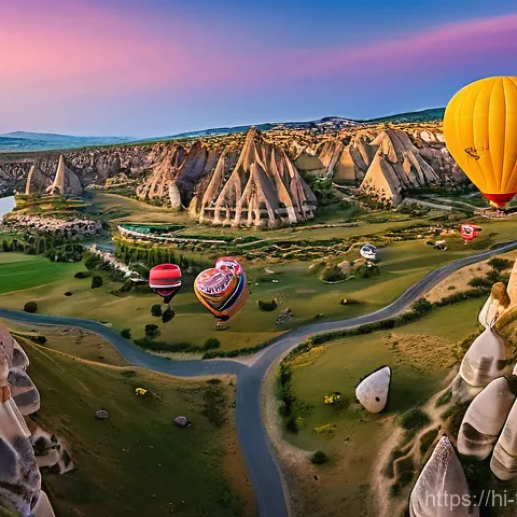 튀르키예의 현대적 관광 산업 - **Cappadocia Hot Air Balloon Sunrise:**
A breathtaking wide-angle shot capturing hundreds of vib...