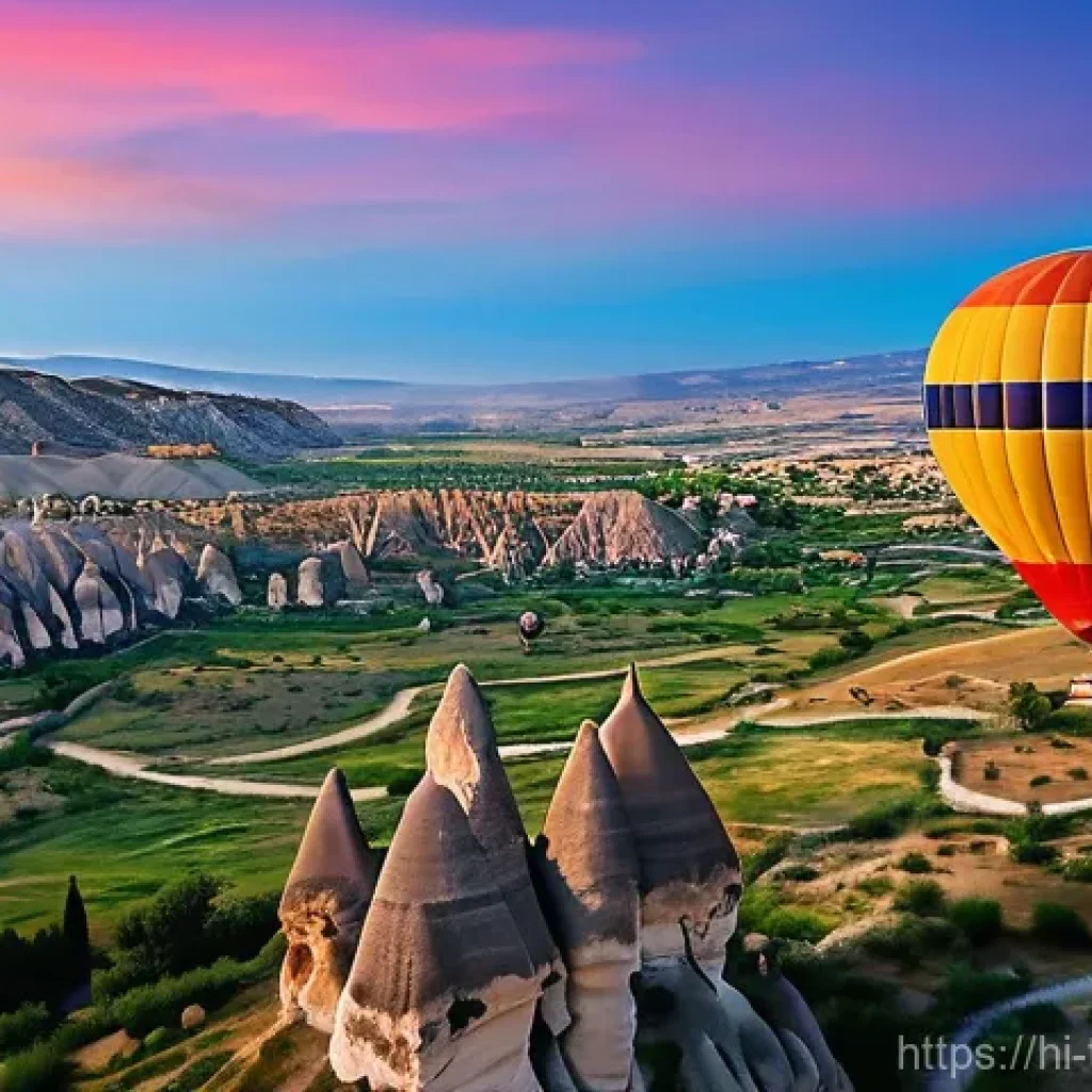 튀르키예 여행 중 독특한 풍경 - **Cappadocia Sunrise Hot Air Balloons:**
A breathtaking aerial view of hundreds of vibrant hot a...