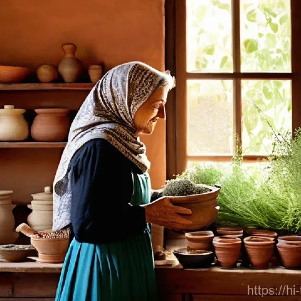 튀르키예의 전통적인 치유 방법 - **Prompt 1: A Serene Herbal Tea Preparation in a Traditional Turkish Kitchen**
"A tranquil scene...