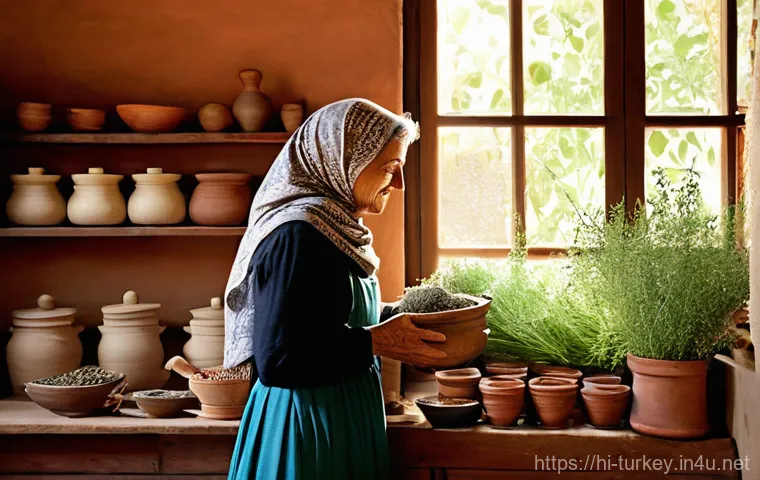 튀르키예의 전통적인 치유 방법 - **Prompt 1: A Serene Herbal Tea Preparation in a Traditional Turkish Kitchen**
    "A tranquil scene...