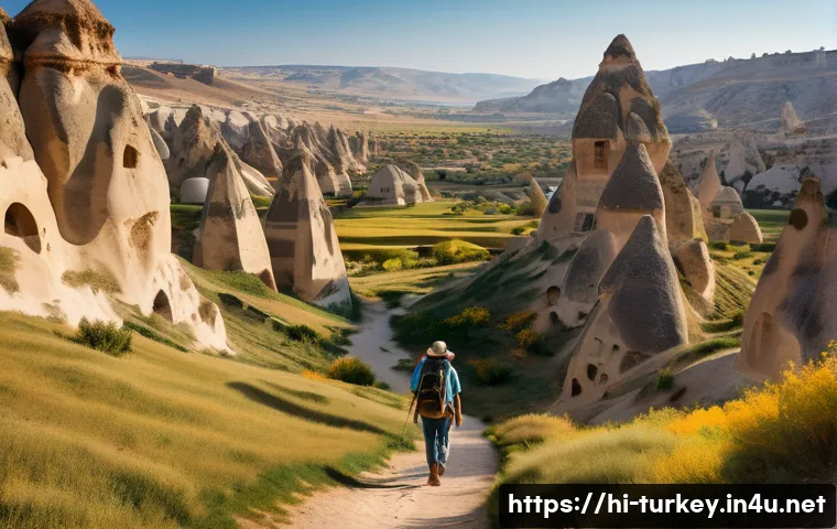 튀르키예의 주요 도보 관광지 - A serene hiking trail in Cappadocia, Turkey, featuring ancient rocky formations and mysterious under...