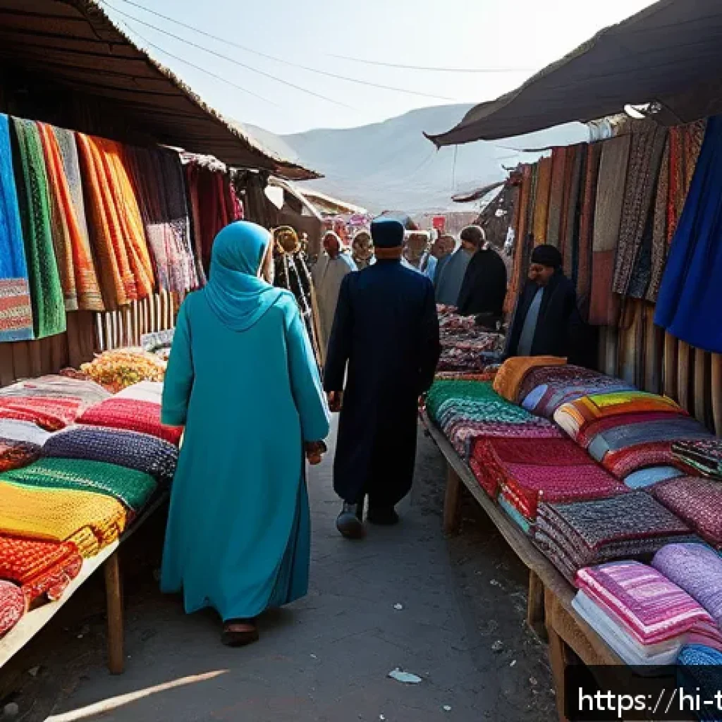 튀르키예 이란 국경 무역 이야기 - A bustling local border market scene between Turkey and Iran, showcasing small traders engaging in c...