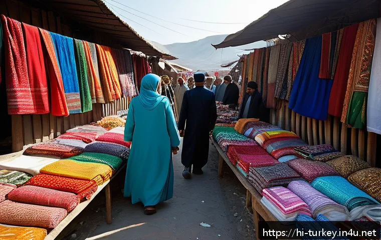 튀르키예 이란 국경 무역 이야기 - A bustling local border market scene between Turkey and Iran, showcasing small traders engaging in c...