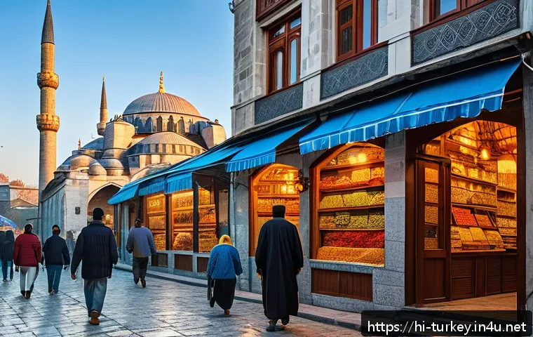 튀르키예에서의 단기 여행 코스 - A vibrant street scene in Istanbul’s Sultanahmet district during early morning, featuring the iconic...